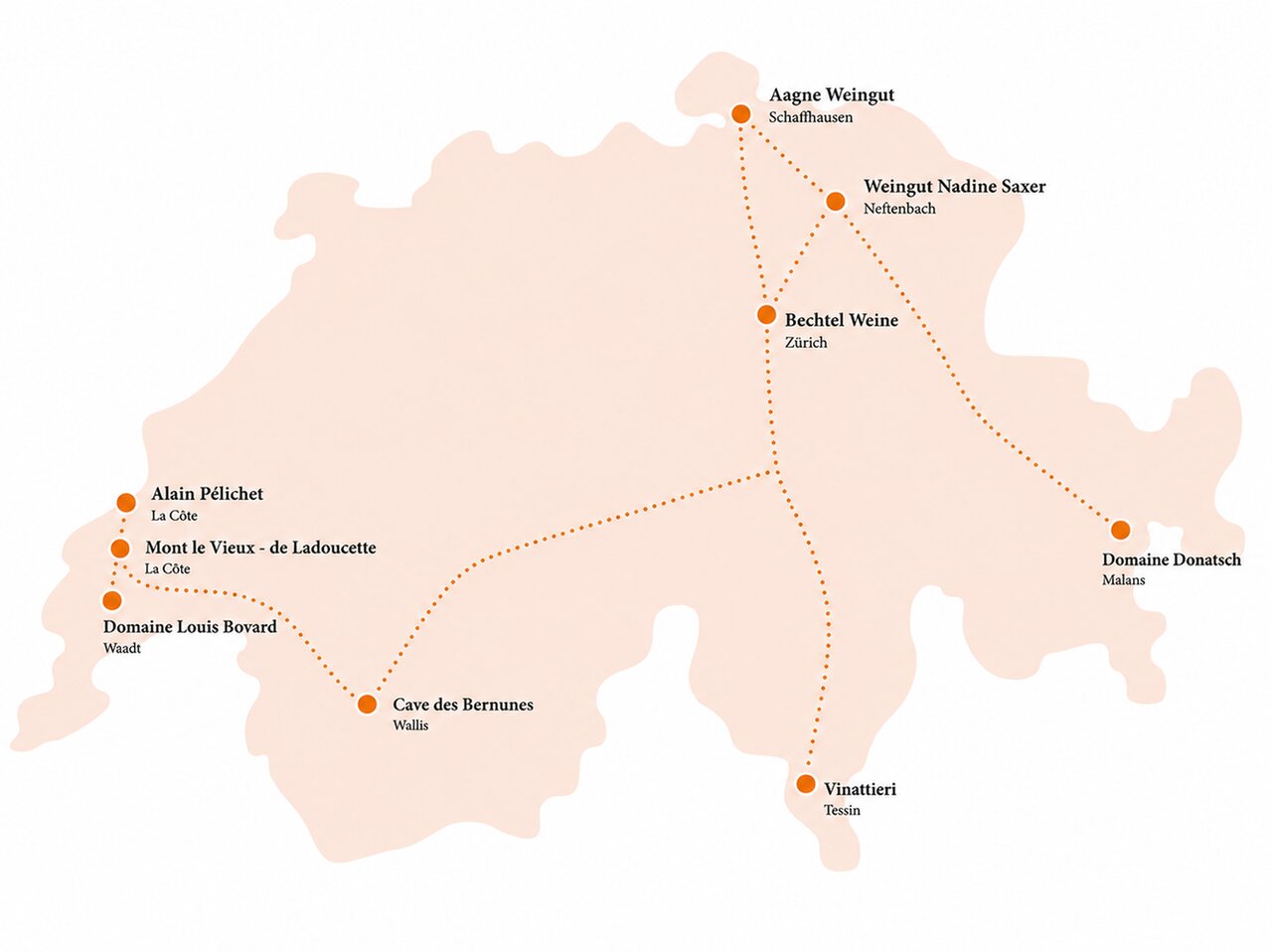 Karte Schweiz mit Weingütern
